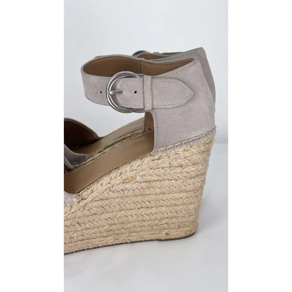 Marc Fisher Suede Alida Espadrille Platform Wedge Womens Size 9 Leather Shoe